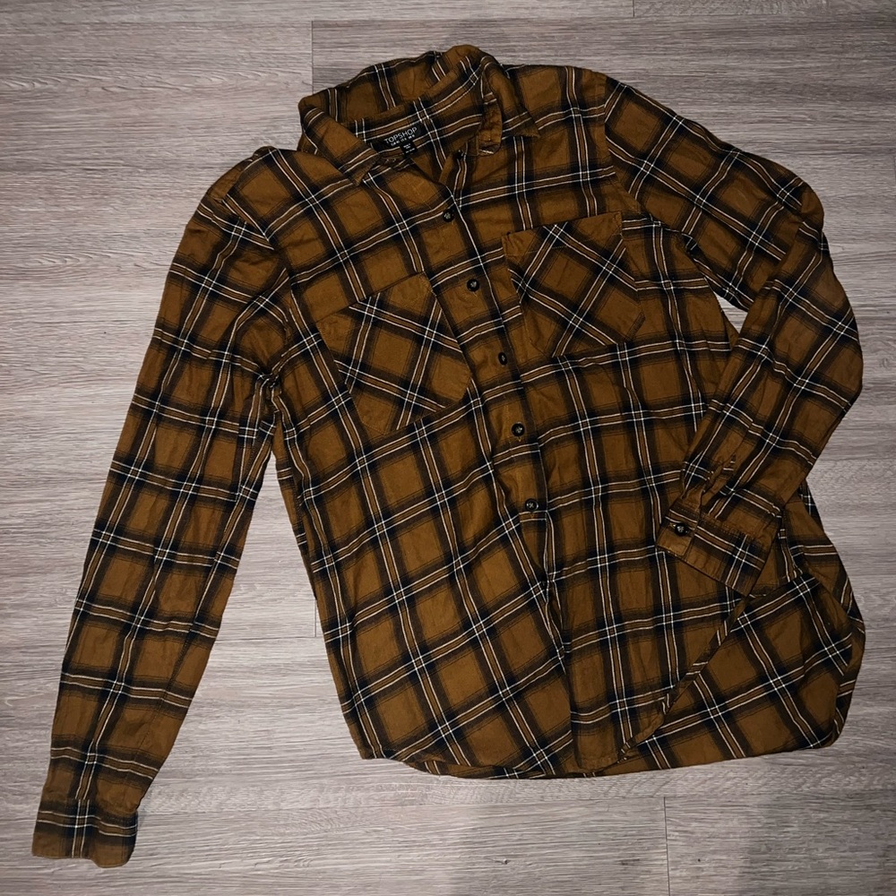 Topshop Plaid Button-Up Size US 8